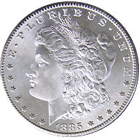 1885 CC Morgan Silver Dollar — MS65