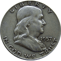1957 Ben Franklin Half Dollar