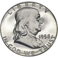 1958 Ben Franklin Half Dollar