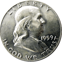 1959 D Ben Franklin Half Dollar