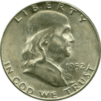1952 S Ben Franklin Half Dollar