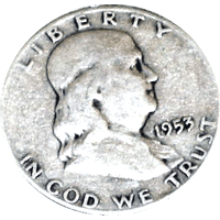 1953 D Ben Franklin Half Dollar