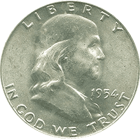 1954 D Ben Franklin Half Dollar