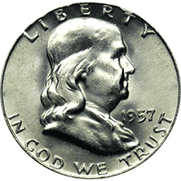 1957 D Ben Franklin Half Dollar